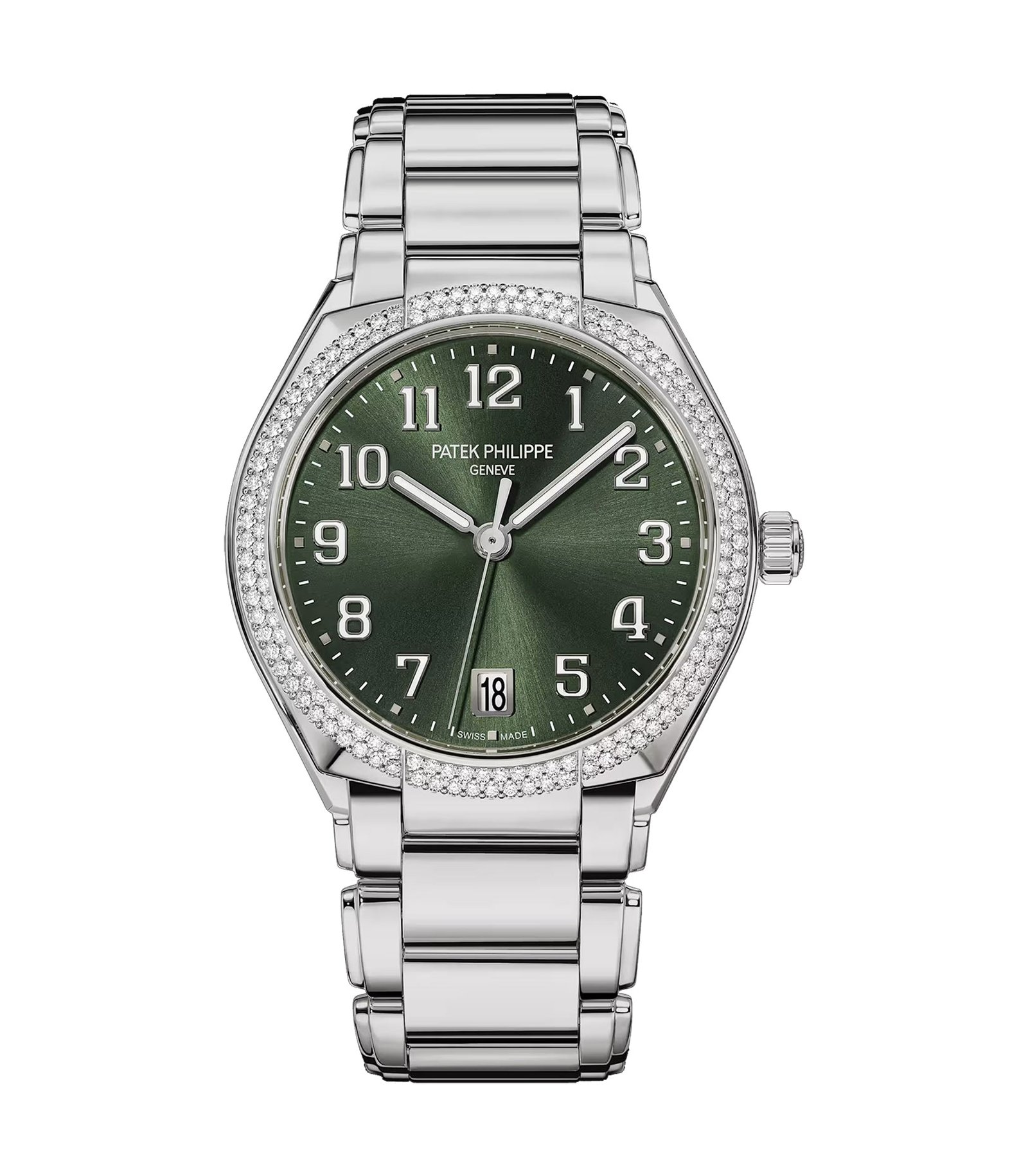 7300-1.jpg 36mm Steel Green Dial Diamond Bezel Automatic - Image 1