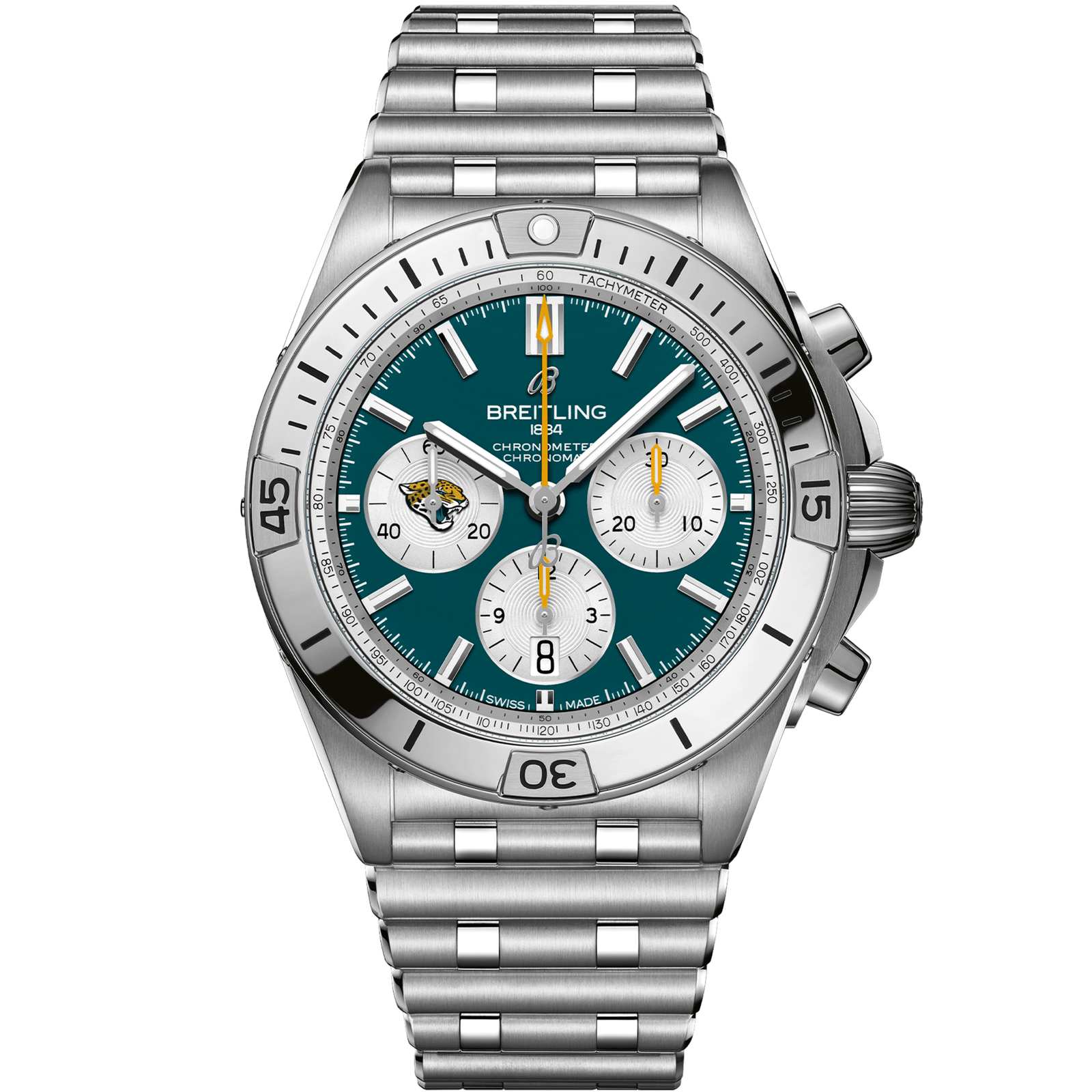 Chronomat_B0142_AB01342B1L3A1_STEEL_JACKSONVILLE_JAGUARS_DIGITAL-scaled-1.png Chronomat B01 42 NFL Jacksonville Jaguars Edition AB01342B1L3A1 - Image 1