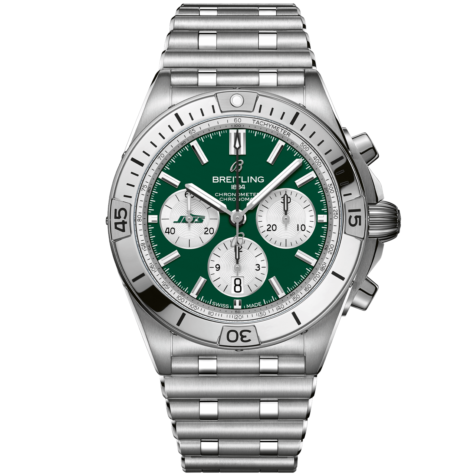 Chronomat_B0142_AB01342B1L5A1_STEEL_NEW_YORK_JETS_DIGITAL-scaled-1.png Chronomat B01 42 NFL New York Jets Edition AB01342B1L5A1 - Image 1