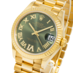 Rolex Ladies 31mm 18K Yellow Gold Datejust 278278 with Green Roman Diamond Dial and President Bracelet - Image 2