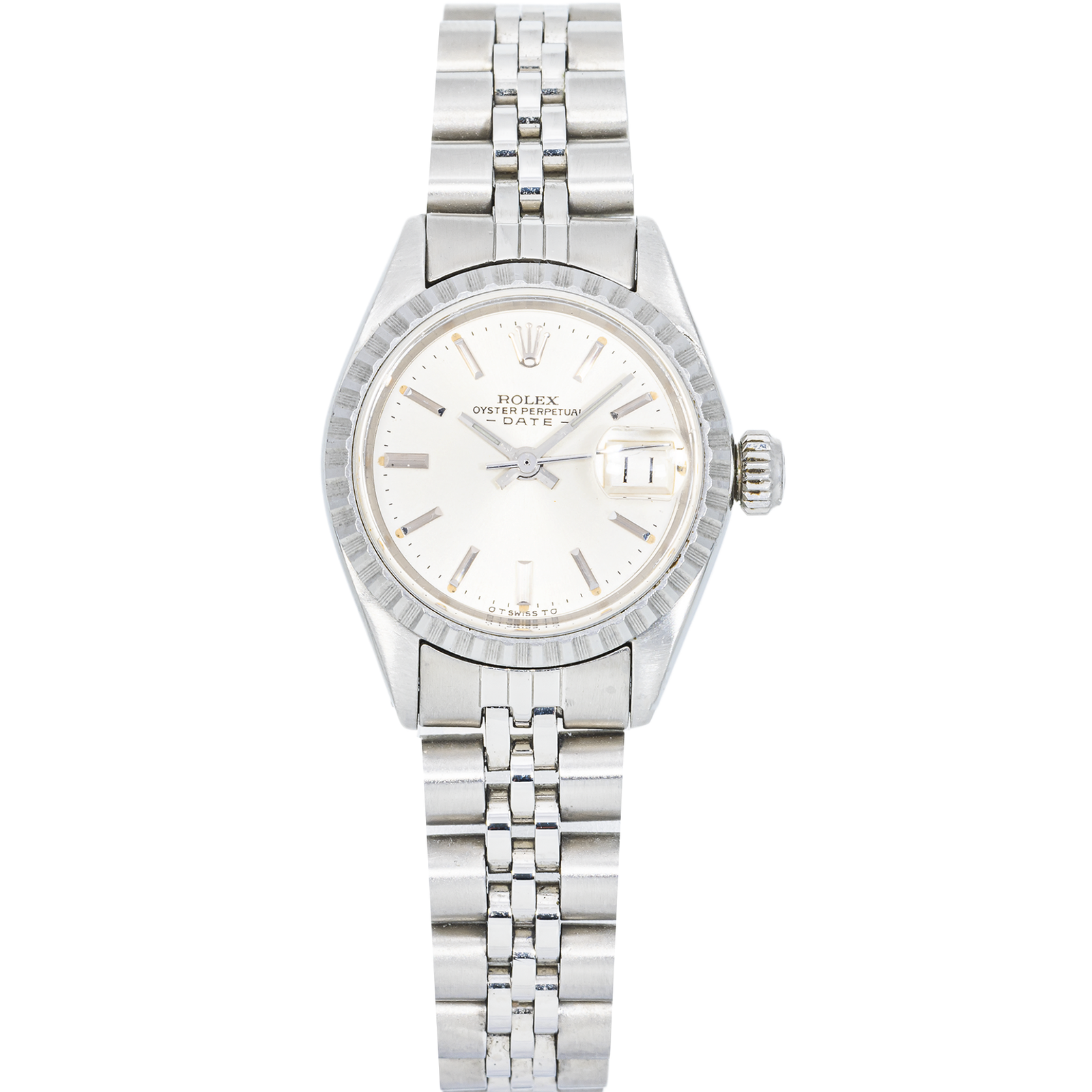 IMG_7335_1.png Rolex Oyster Perpetual Date 76094 Silver Dial 26 mm Ladies Watch - Image 1