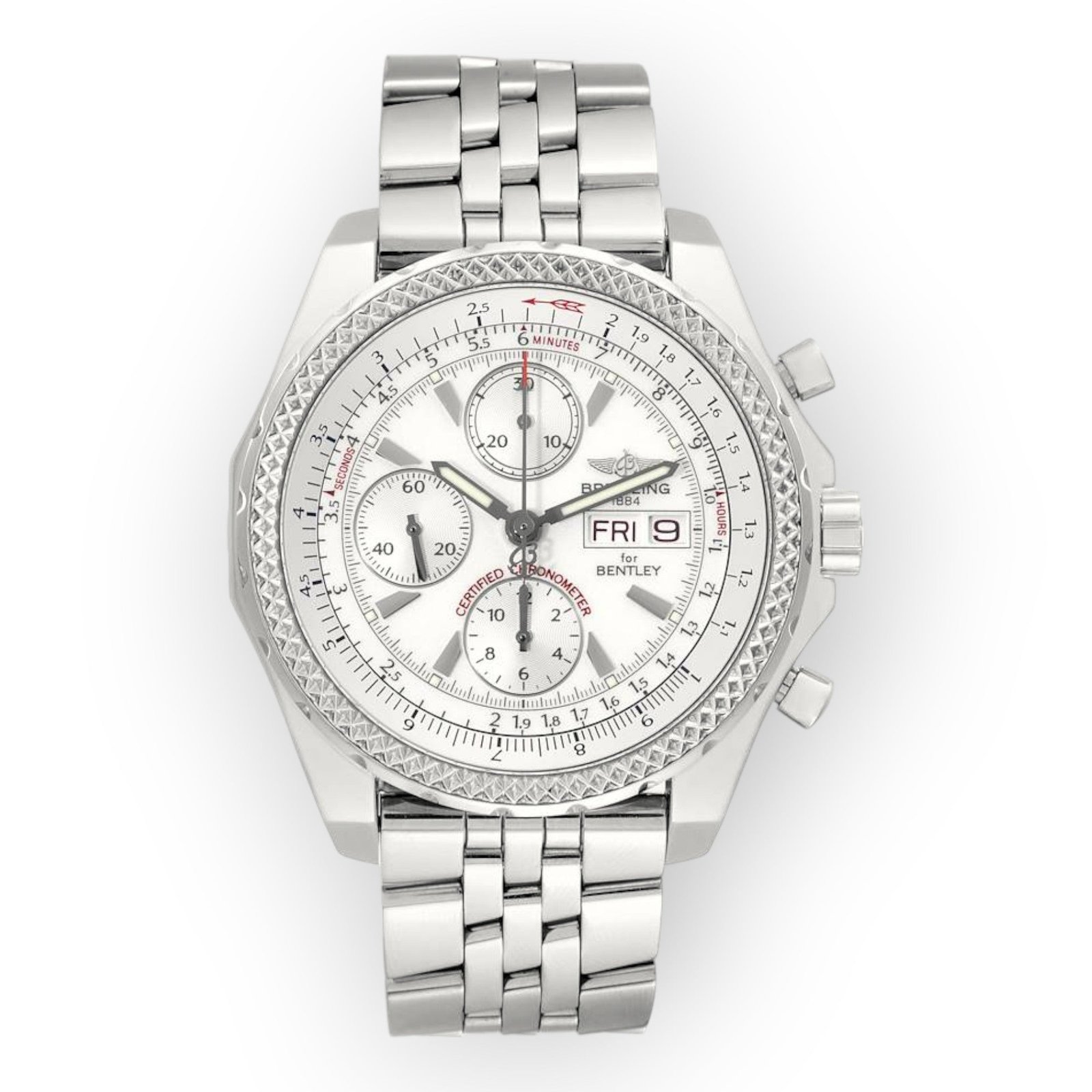 Pre-Owned-Breitling-Bentley-Motors-A13362-GT-White-Dial-Steel-Mens-Watch-JD-Watches-NY.jpg Breitling Bentley Motors A13362 GT White Dial Steel Mens Watch - Image 1