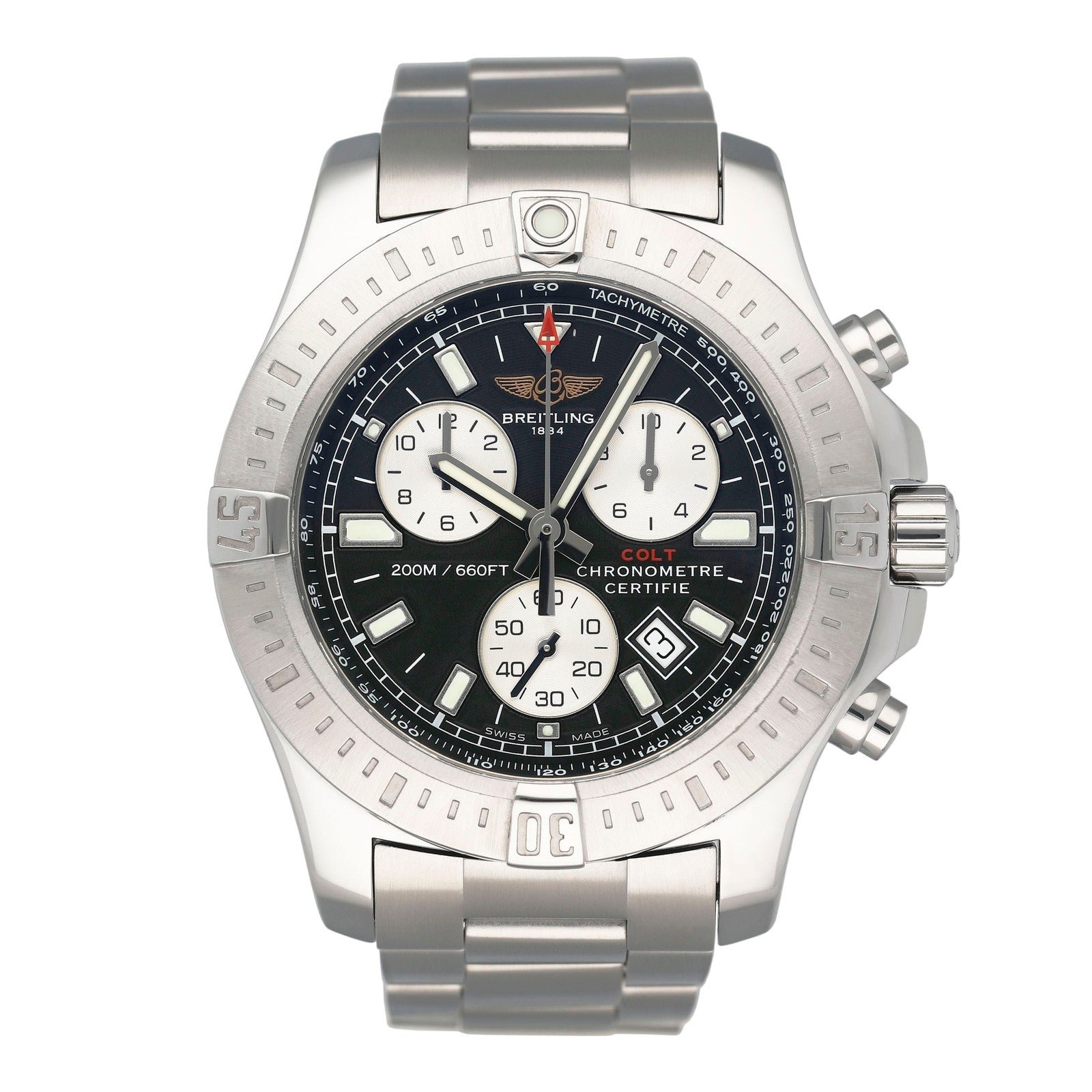 Pre-Owned-Breitling-Colt-Chronograph-A73388-Stainless-Steel-with-Black-Dial-JD-Watches-NY.jpg Breitling Colt Chronograph A73388 – Stainless Steel with Black Dial - Image 1
