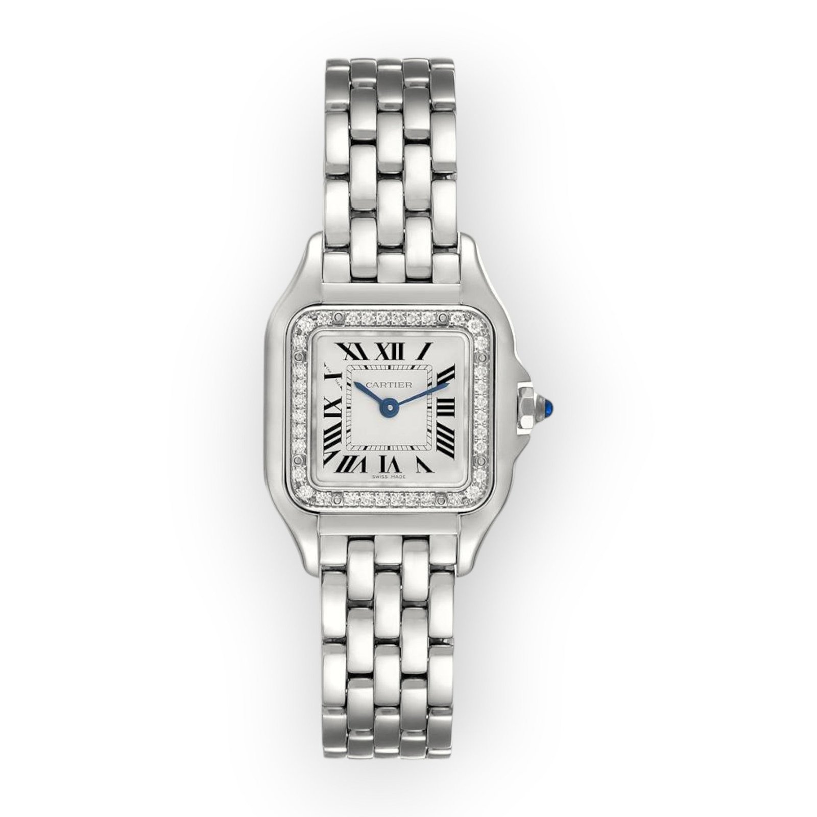 Pre-Owned-Cartier-Panthere-Small-Steel-Diamond-Bezel-Ladies-Watch-W4PN0007-JD-Watches-NY.jpg Cartier Panthere Small Steel Diamond Bezel Ladies Watch W4PN0007 - Image 1