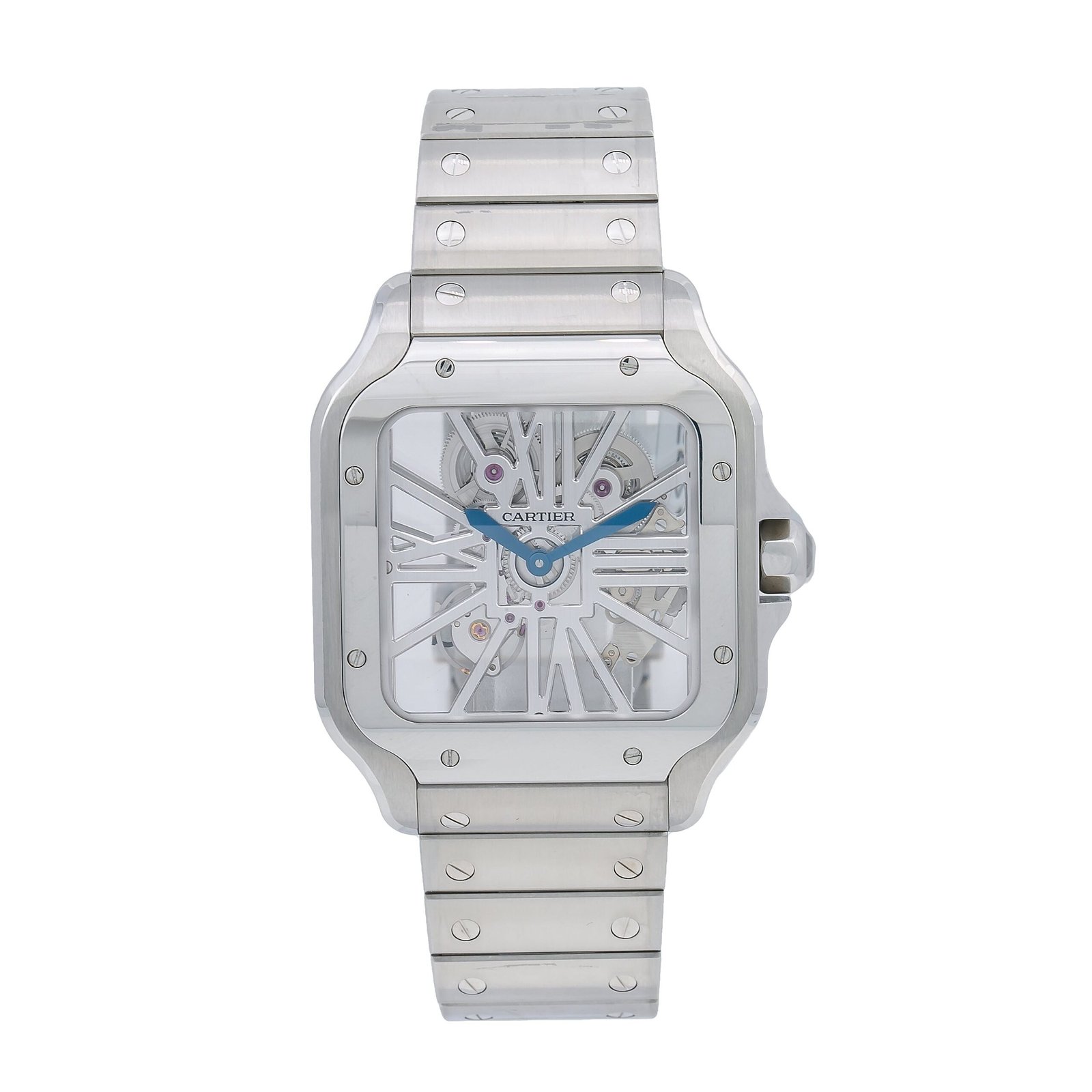 Pre-Owned-Cartier-Santos-WHSA0015-39_8mm-White-Dial-With-Stainless-Steel-Bracelet-JD-Watches-NY-scaled-1.jpg Cartier Santos WHSA0015 39.8mm White Dial With Stainless Steel Bracelet - Image 1