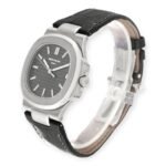 Patek Philippe Nautilus 18K White Gold Black Strap Mens Watch 5711 - Image 4