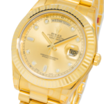 Rolex 18K Yellow Gold Day Date II with Champagne Baguette and Diamond - Image 2