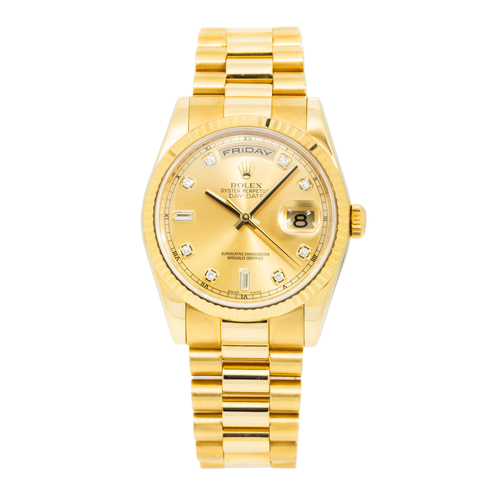 Pre-Owned-Rolex-18K-Yellow-Gold-Day-Date-with-Champagne-Diamond-Dial-and-President-Bracelet-JD-Watches-NY.png Rolex 18K Yellow Gold Day Date with Champagne Diamond Dial and President Bracelet - Image 1