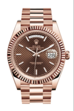Rolex Day-Date 40 Chocolate Diagonal Motif Dial & Fluted Bezel 18K Everose Gold President 228235 - Image 2