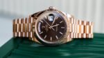 Rolex Day-Date 40 Chocolate Diagonal Motif Dial & Fluted Bezel 18K Everose Gold President 228235 - Image 3
