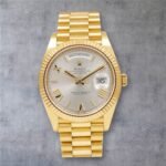 Rolex Day Date 40 Yellow Gold President Silver Roman Dial 218238 - Image 3