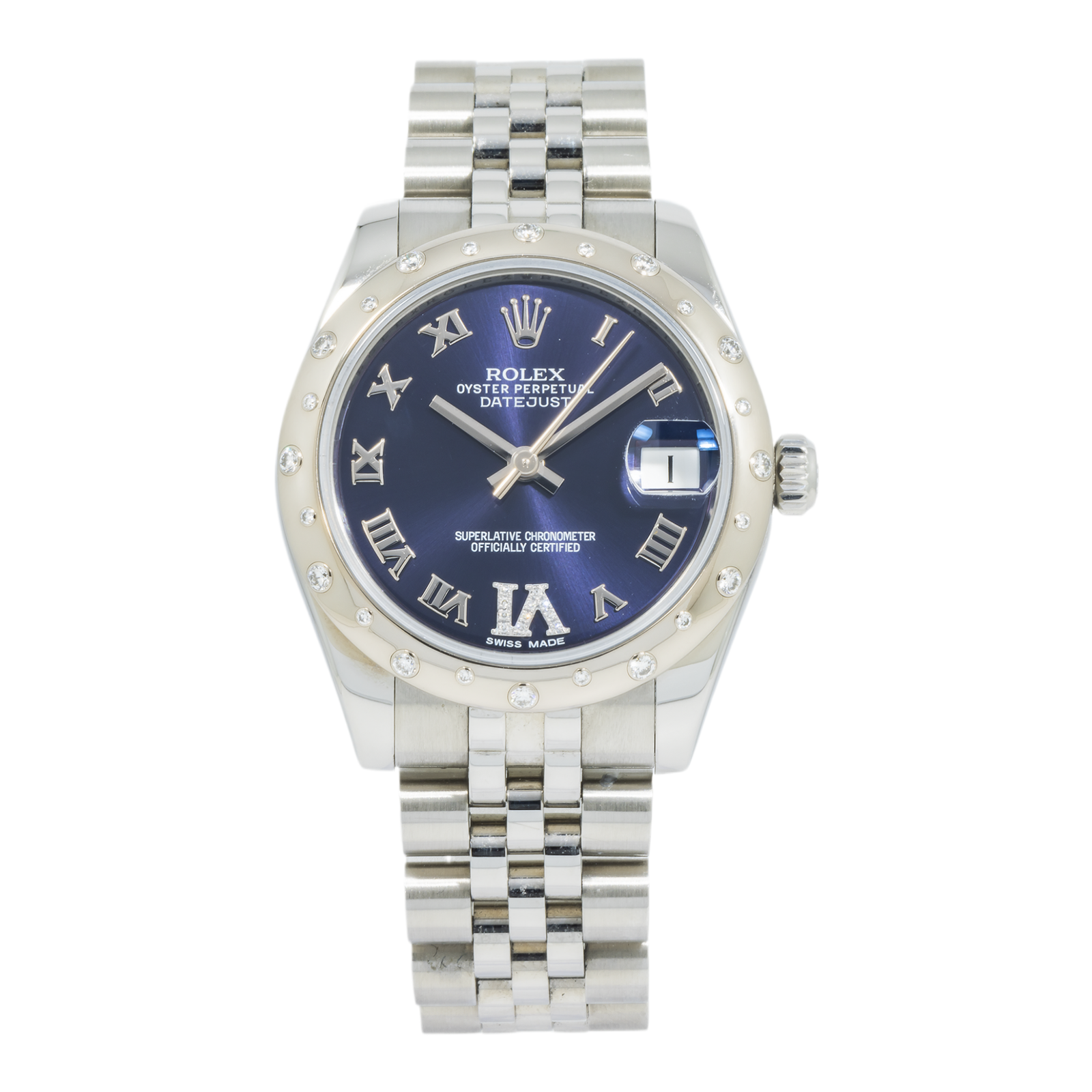 Pre-Owned-Rolex-Ladies-Stainless-Steel-and-White-Gold-31mm-Datejust-178344-with-Diamond-Bezel-JD-Watches-NY.png Rolex Ladies Stainless Steel and White Gold 31mm Datejust 178344 with Diamond Bezel - Image 1