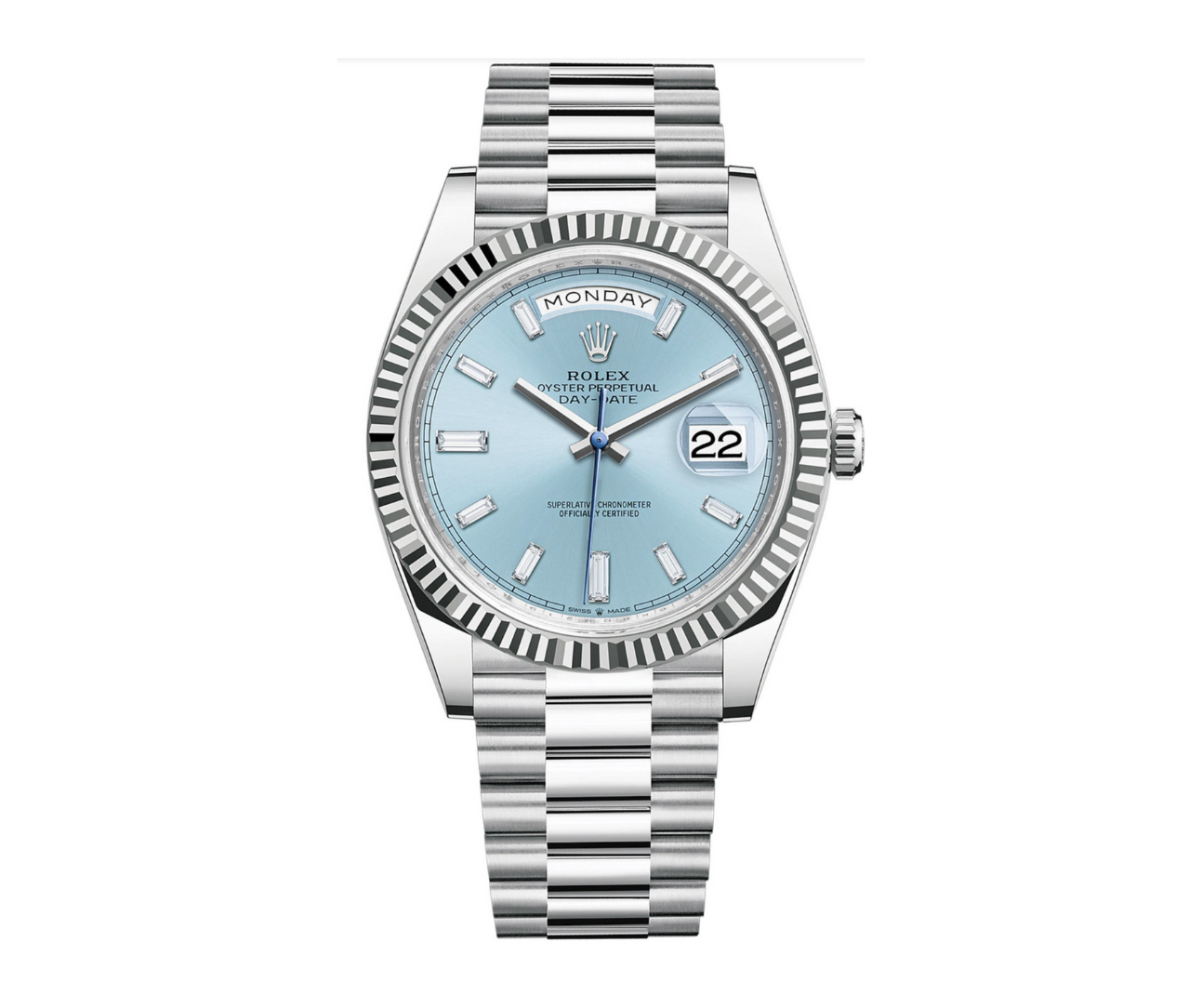 Pre-Owned-Rolex-Platinum-President-Day-Date-40-Ice-Blue-Baguette-Dial-Ref_-228236-JD-Watches-NY.png Rolex Platinum President Day-Date 40 – Ice Blue Baguette Dial Ref. 228236 - Image 1