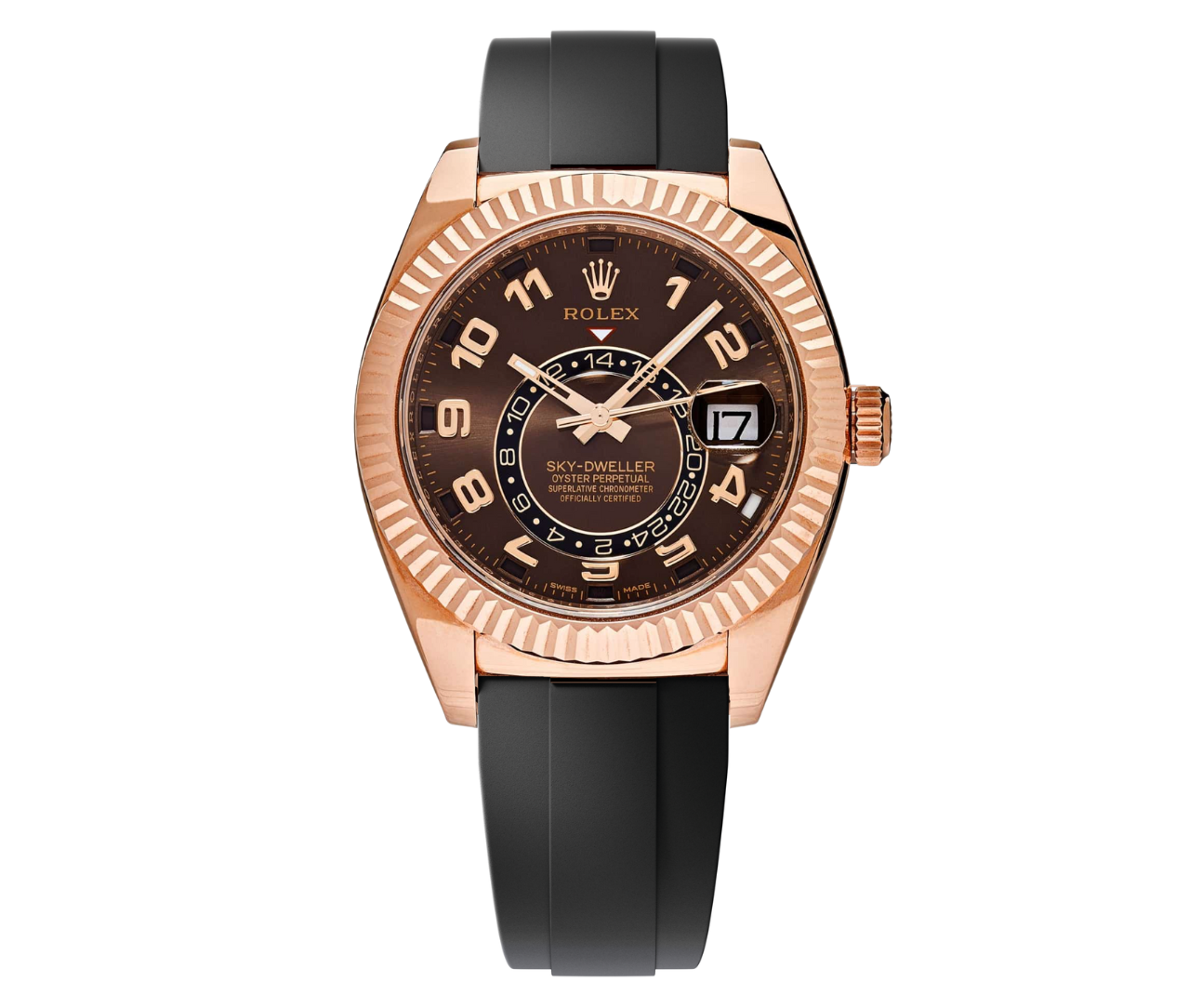 Pre-Owned-Rolex-Sky-Dweller-Everose-Gold-Brown-Arabic-Dial-on-Oysterflex-Ref_-326135-JD-Watches-NY.png Rolex Sky-Dweller – Everose Gold Brown Arabic Dial on Oysterflex Ref. 326135 - Image 1