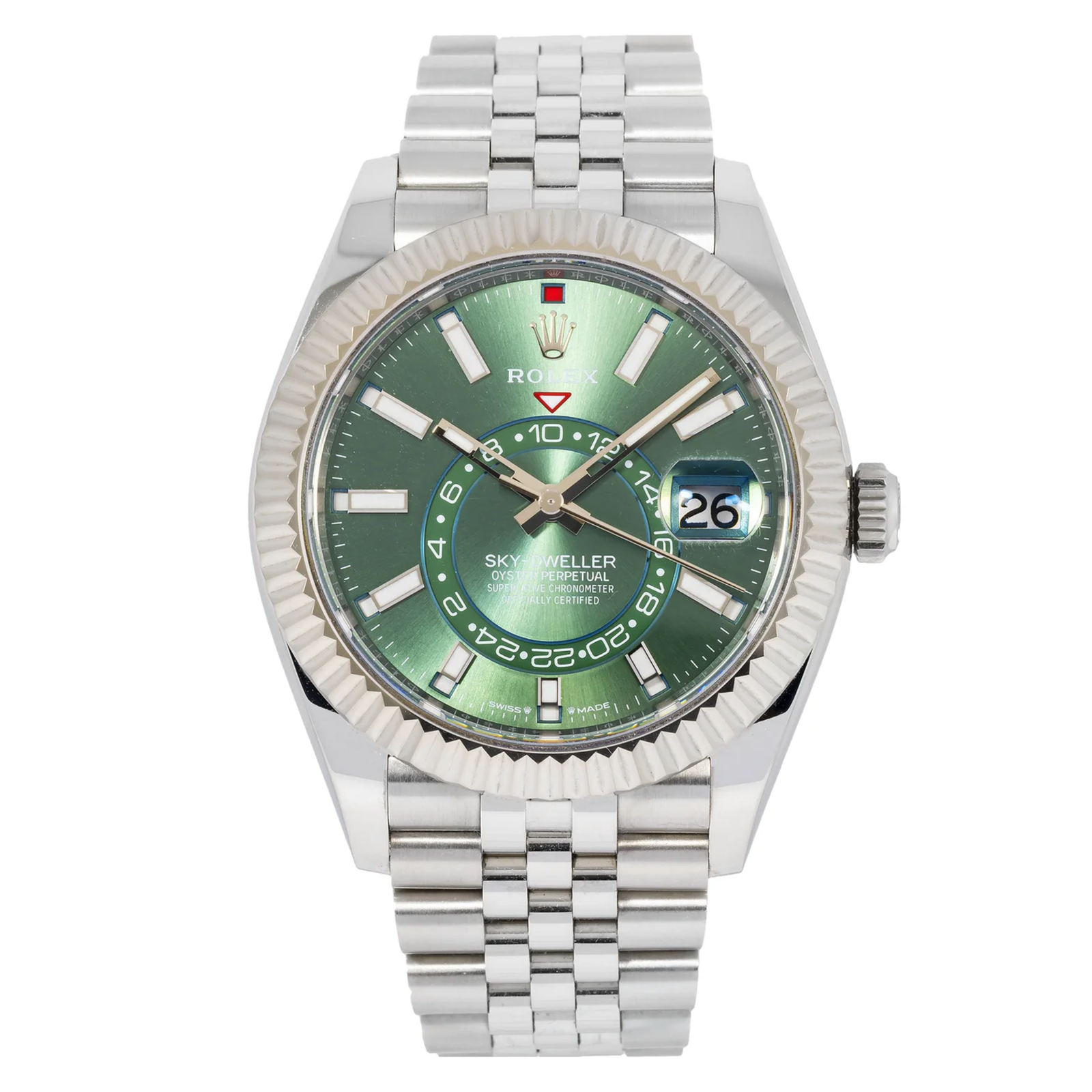 Pre-Owned-Rolex-Sky-Dweller-Stainless-Steel-with-Green-Dial-and-Fluted-Bezel-on-Jubilee-Bracelet-Ref_-336934-JD-Watches-NY.png Rolex Sky-Dweller – Stainless Steel with Green Dial and Fluted Bezel on Jubilee Bracelet Ref. 336934 - Image 1