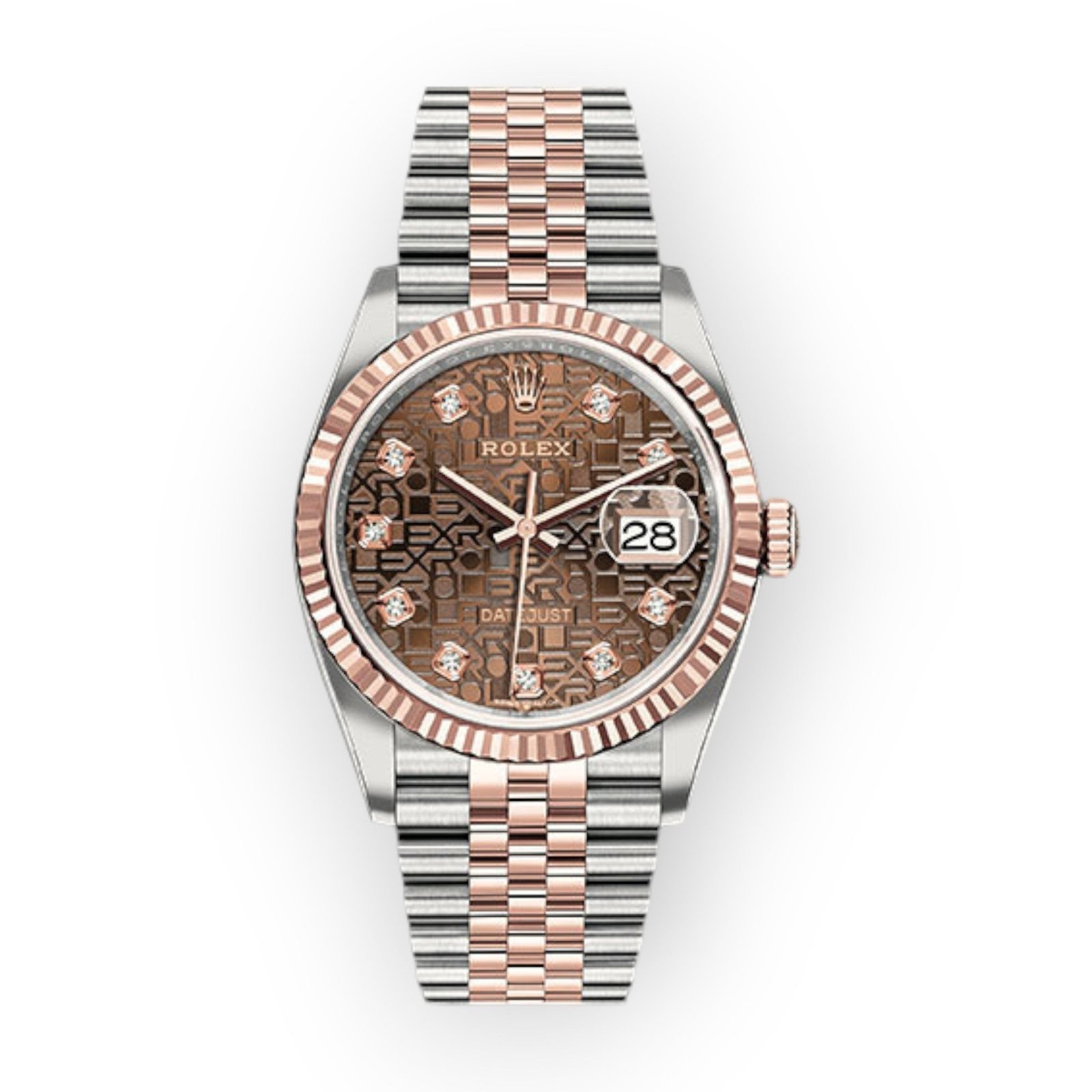 Pre-Owned-Rolex-Steel-and-Everose-Datejust-36-Watch-126231-Chocolate-Jubilee-Diamond-Dial-Jubilee-Bracelet-JD-Watches-NY.jpg Rolex Steel and Everose Datejust 36 Watch 126231 Chocolate Jubilee Diamond Dial - Jubilee Bracelet - Image 1
