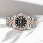 Rolex Steel and Everose Rolesor Datejust 36 Watch Black Diamond Dial - Jubilee Bracelet - Image 2