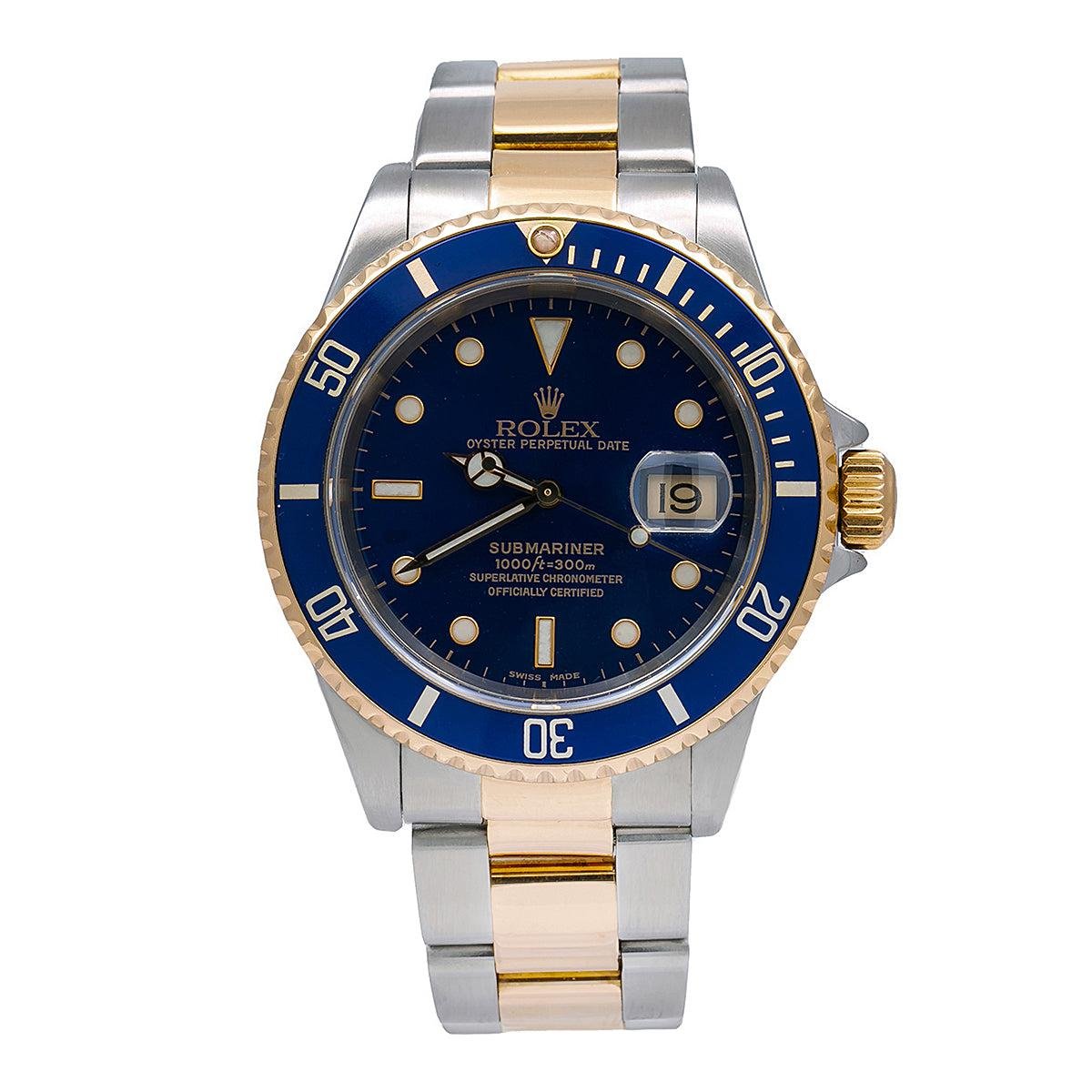 Pre-Owned-Rolex-Submariner-40MM-Two-Tone-Watch-Blue-Insert-Bezel-Blue-Dial-16613-JD-Watches-NY.jpg Rolex Submariner 40MM Two Tone Watch Blue Insert Bezel Blue Dial 16613 - Image 1