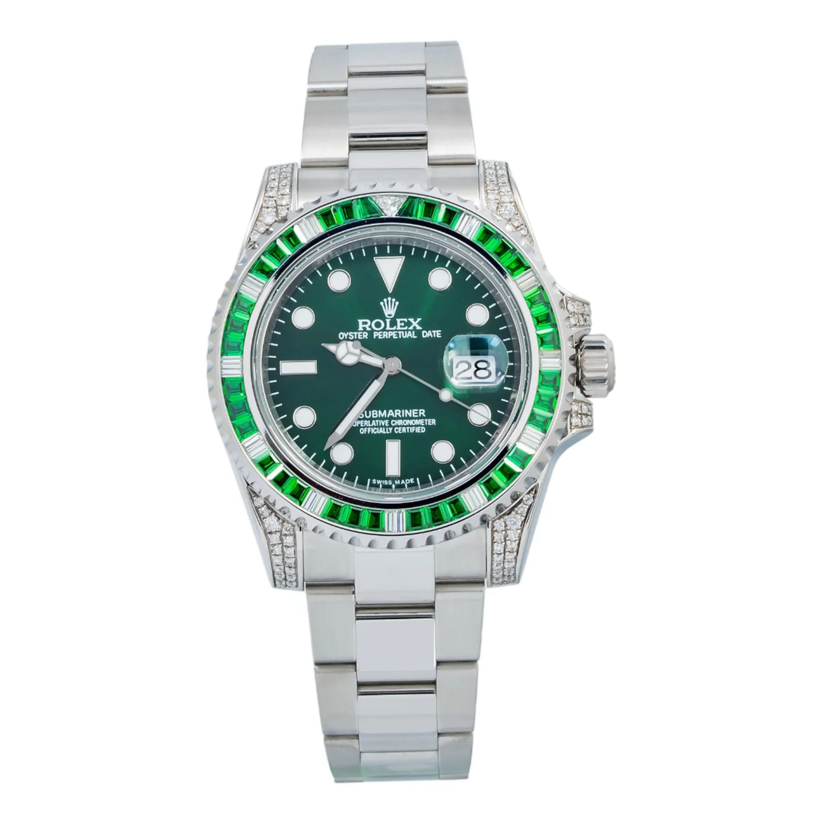 Pre-Owned-Rolex-Submariner-Date-40mm-Green-Dial-Ref_-116610LN-Stainless-Steel-with-Custom-Diamond-Gemstone-Bezel-JD-Watches-NY.png Rolex Submariner Date 40mm Green Dial – Ref. 116610LN – Stainless Steel with Custom Diamond & Gemstone Bezel - Image 1