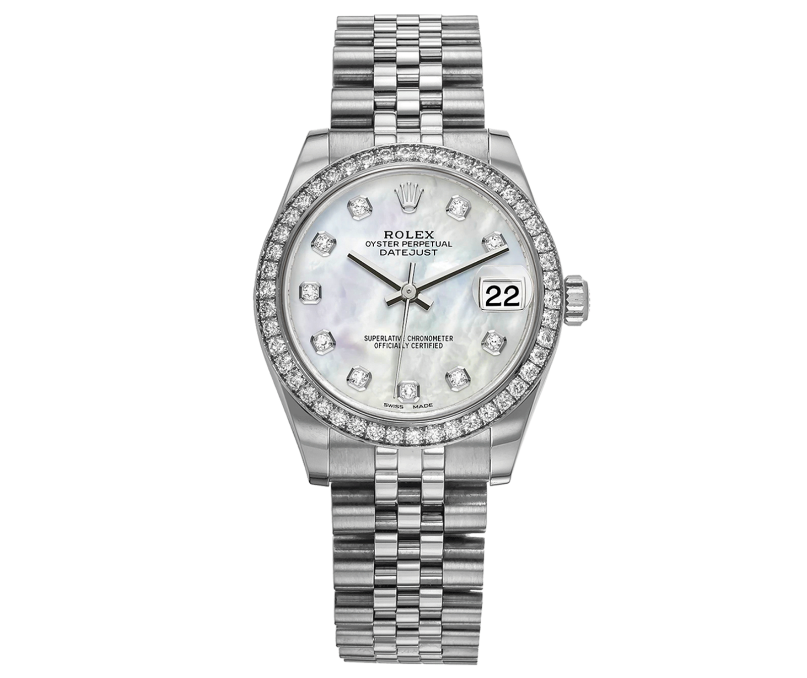 Screenshot2025-09-16at1.29.36PM.png Rolex Datejust 31mm – Mother of Pearl Diamond Dial & Diamond Bezel | Ref. 178384 - Image 1