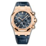 41mm Chronograph 18k Rose Gold Blue Dial On Leather
