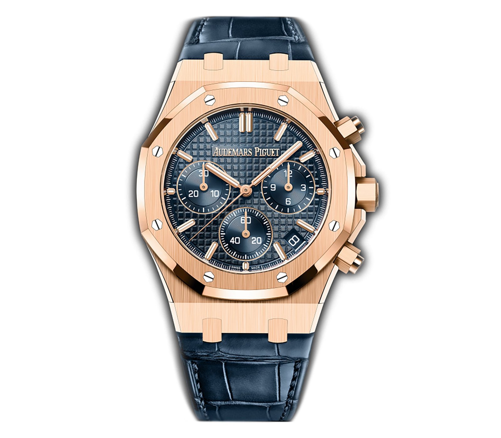 Untitled-42222222.jpg 41mm Chronograph 18k Rose Gold Blue Dial On Leather - Image 1