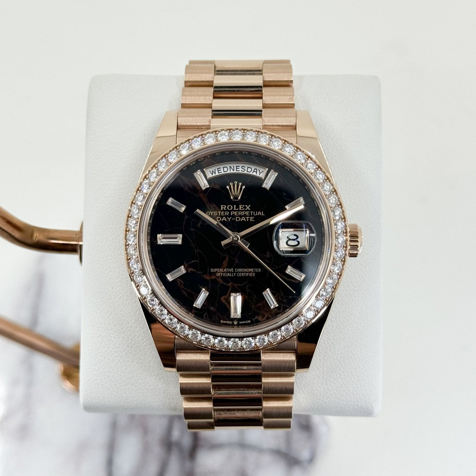 rolex-day-date-40-rose-gold-eisenkiesel-diamond-dial-diamond-bezel-president-bracelet-228345rbr-512541.jpg Rolex Day-Date 40 Rose Gold Eisenkiesel Diamond Dial & Diamond Bezel President Bracelet - 228345RBR - Image 1