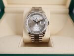 Rolex White Gold Day-Date 40 Watch - White Gold Bezel - Silver Baguette Diamond Dial - President Bracelet - 228349RBR sbdp - Image 2